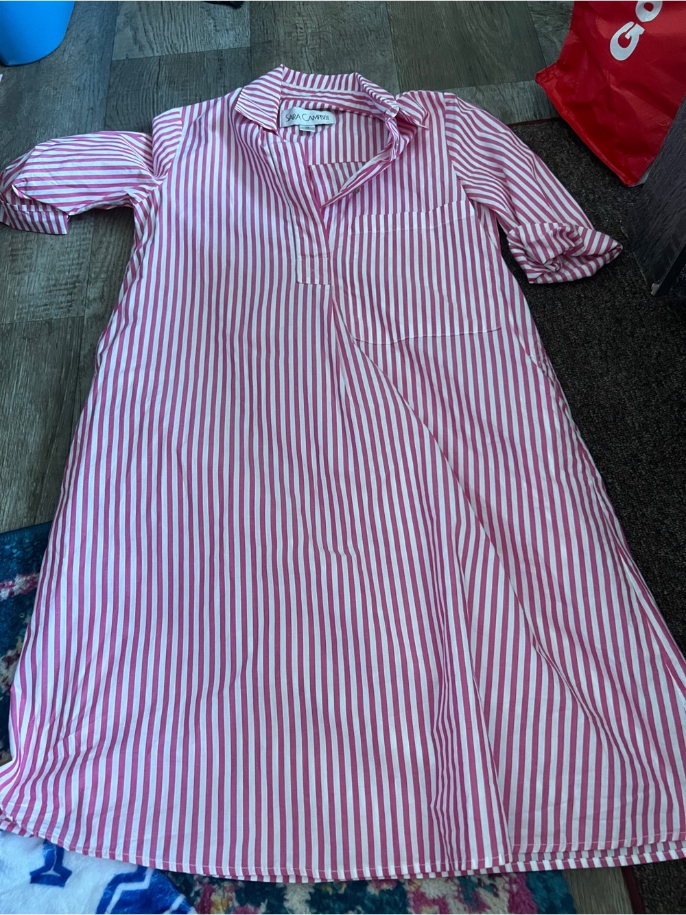 Sara Campbell Pink & White Stripe dress